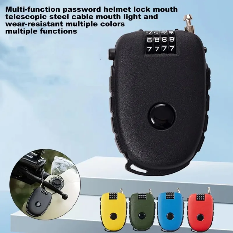 605 4-stelliges Kombinationsschloss 75 cm einziehbares Sicherheitsschloss aus Stahldraht für Kinderwagen, Fahrrad, Gepäck – Schwarz