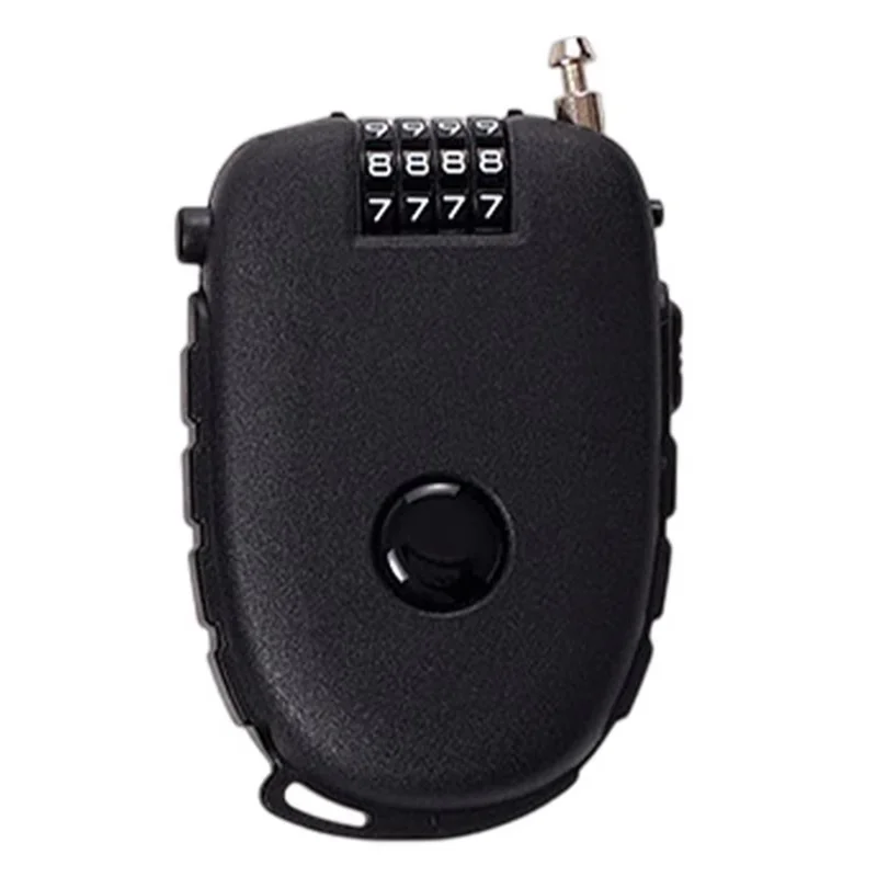 605 Steel Cable Lock 130cm Retractable 4-Digit Combination Lock Portable for Stroller Variable Speed Bike - Black