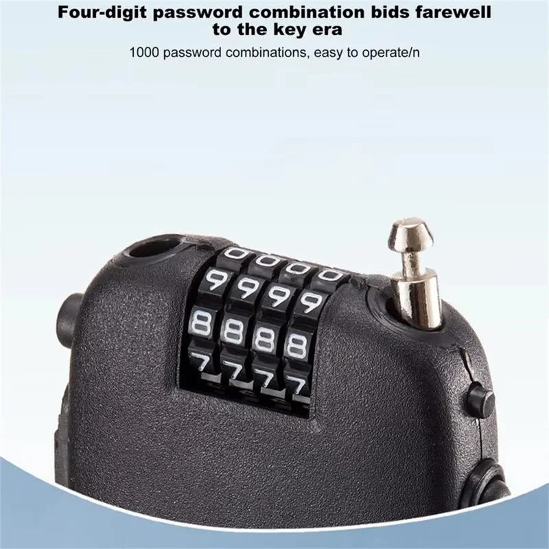 605 Steel Cable Lock 130cm Retractable 4-Digit Combination Lock Portable for Stroller Variable Speed Bike - Black