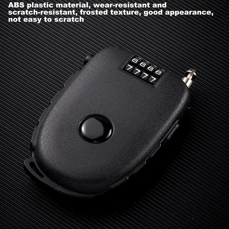 605 Steel Cable Lock 130cm Retractable 4-Digit Combination Lock Portable for Stroller Variable Speed Bike - Black