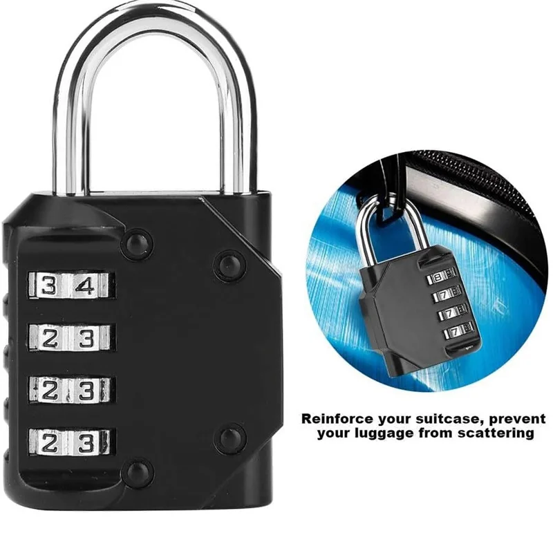 840 Zinklegierung 4-stelliges Kombinationsschloss Wasserdicht Rostfrei Diebstahlsicherung für Zuhause, Wohnheim, Lager - Schwarz