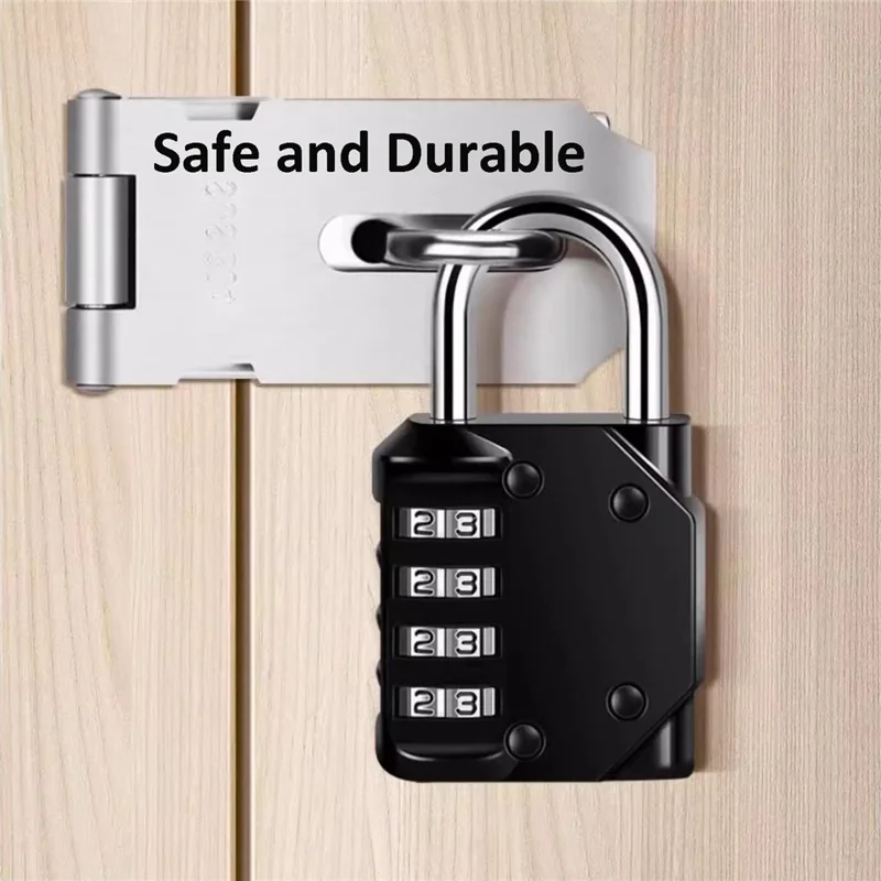 840 Zinklegierung 4-stelliges Kombinationsschloss Wasserdicht Rostfrei Diebstahlsicherung für Zuhause, Wohnheim, Lager - Schwarz