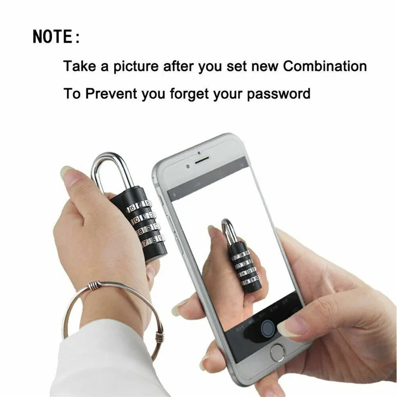 HB04 Large Zinc Alloy 4-Digit Combination Padlock Waterproof Anti-Theft Lock for Dormitory Luggage Gym - Black