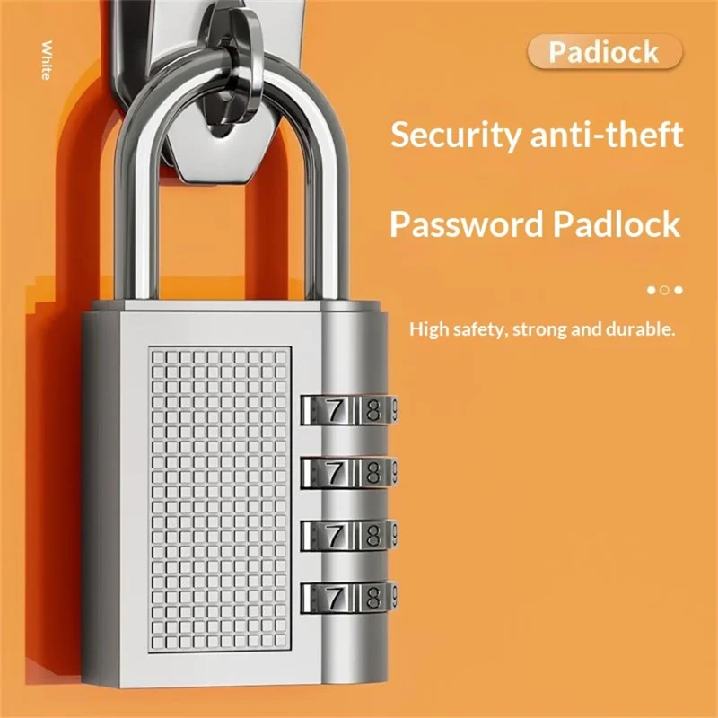 HB04 Large Zinc Alloy 4-Digit Combination Padlock Waterproof Anti-Theft Lock for Dormitory Luggage Gym - Black