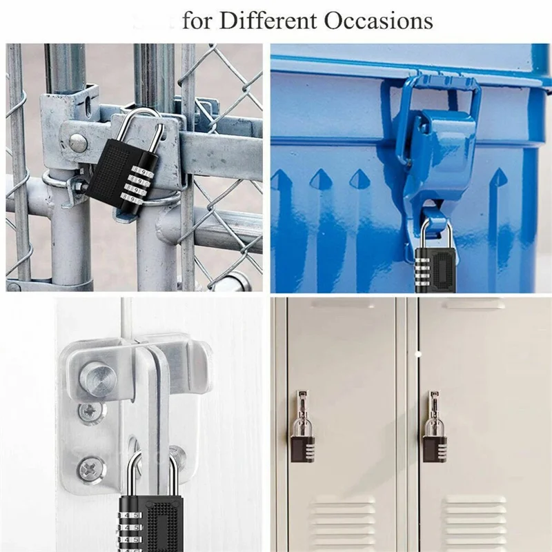 HB04 Large Zinc Alloy 4-Digit Combination Padlock Waterproof Anti-Theft Lock for Dormitory Luggage Gym - Black