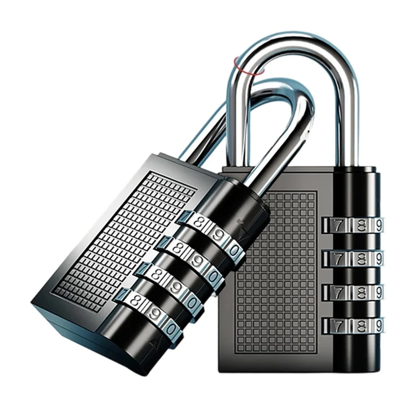 HB04 Large Zinc Alloy 4-Digit Combination Padlock Waterproof Anti-Theft Lock for Dormitory Luggage Gym - Black