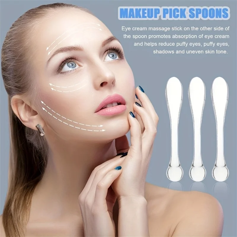 Conjunto de 5 Espátulas Cosméticas para Creme de Olhos, Espátula de Plástico para Cuidados com a Pele, 8 x 1,5 cm
