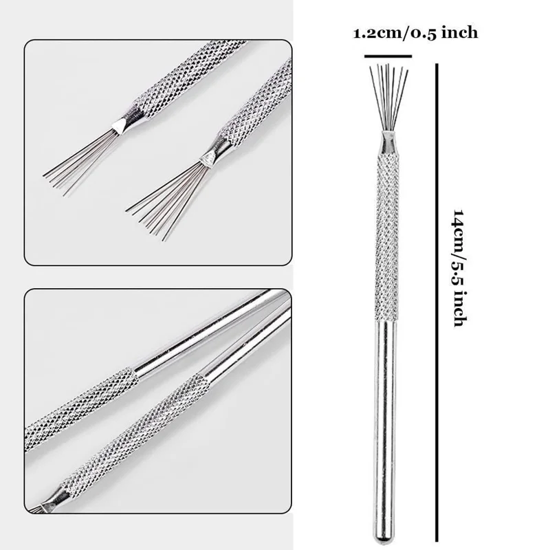 7-Needle Ultra Thin Line Drawing Pen for Nail Art Anti Slip Stainless Steel Manicure Tool