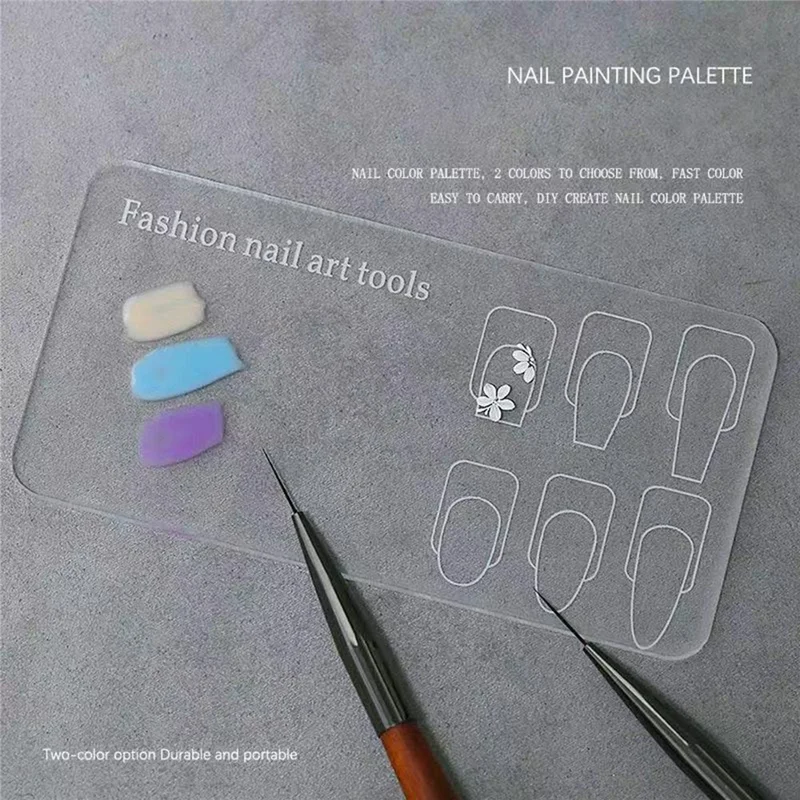 Paleta de Treino para Arte em Unhas, Prática Reutilizável, Placa Transparente para Desenho de Flores em Manicure - Prata