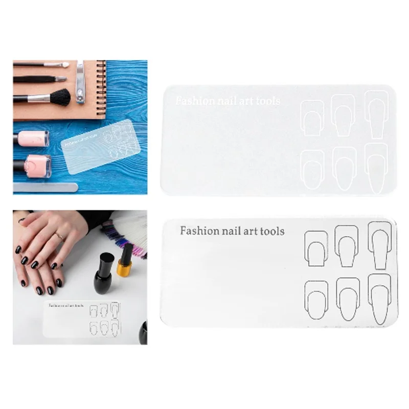Paleta de Treino para Arte em Unhas, Prática Reutilizável, Placa Transparente para Desenho de Flores em Manicure - Prata