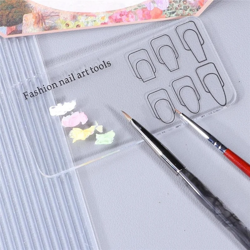 Paleta de Treino para Arte em Unhas, Prática Reutilizável, Placa Transparente para Desenho de Flores em Manicure - Prata