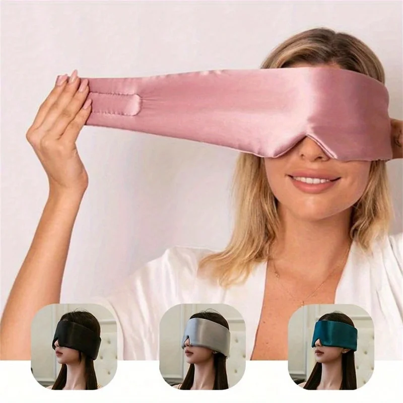 Mulberry Silk Sleep Mask 3D Contoured Eye Cover for Sleeping Large Size Light Blocking Eyeshade - Bean Pink