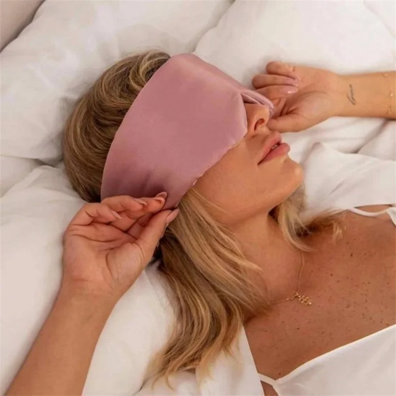 Mulberry Silk Sleep Mask 3D Contoured Eye Cover for Sleeping Large Size Light Blocking Eyeshade - Bean Pink