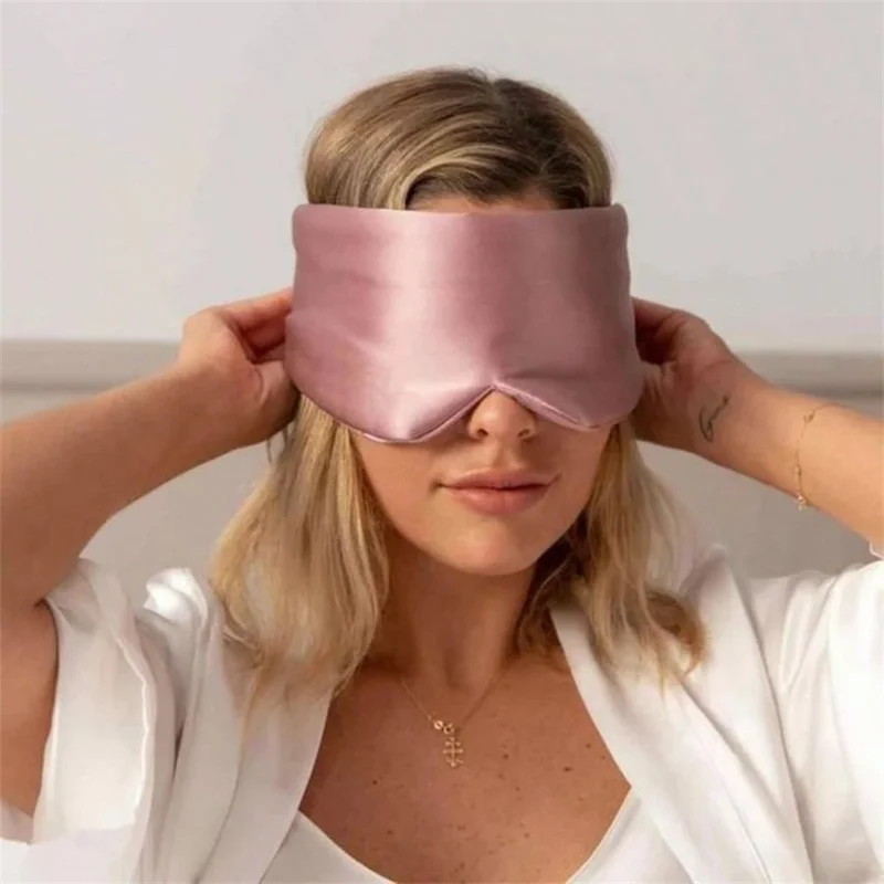 Mulberry Silk Sleep Mask 3D Contoured Eye Cover for Sleeping Large Size Light Blocking Eyeshade - Bean Pink