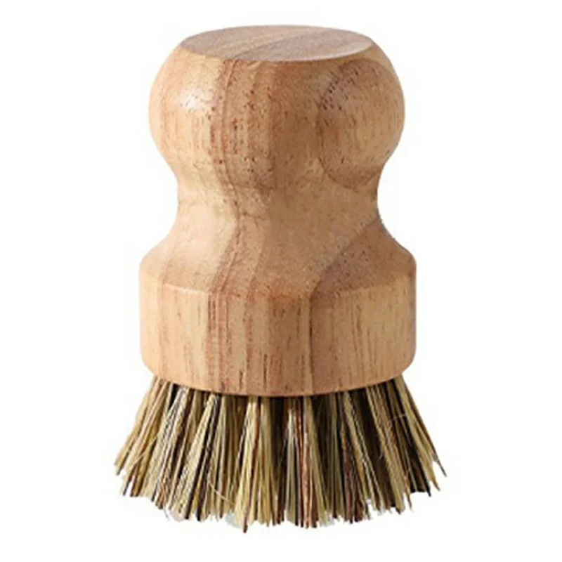 Solid Wood Dish Brush Sisal Coconut Fiber Kitchen Cleaning Brush Short Handle for Pot Pan Scrubbing - Mixed Coir Fiber