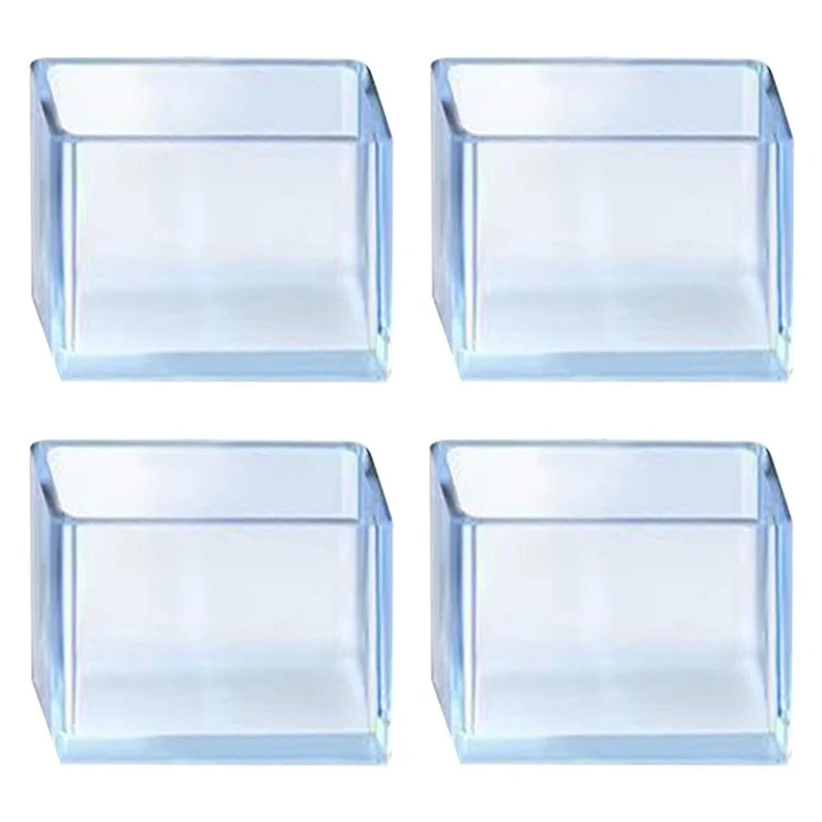 4 peças / Conjunto 40 * 40mm Transparente Quadrado Móveis Pernas Caps Poeira Cobrir Pés de Borracha Protetor Nivelamento Pés Sistema para Cadeira / Mesa
