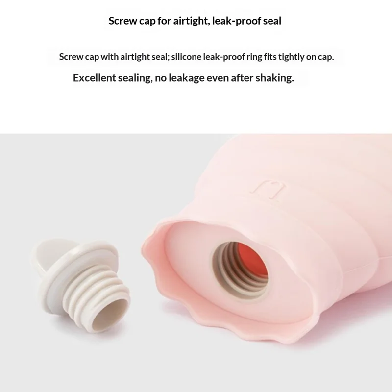 JORDAN&JUDY Size L 620ml Leak Proof Silicone Hot Water Bottle Anti Scalding Hand Warmer with Knitted Cover - Red