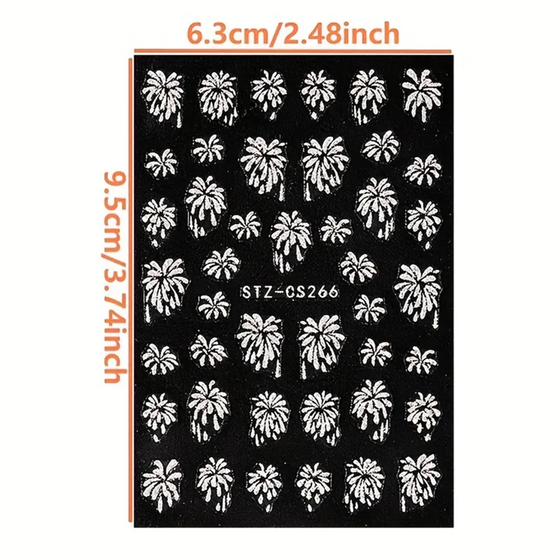 FULL BEAUTY 3 Sheets New Year Fireworks Pattern Glitter Decals Nail Art Stickers Manicure Decorations