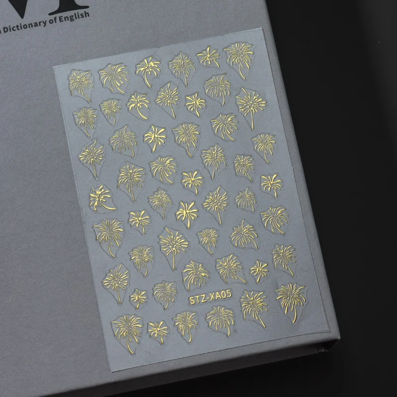 FULL BEAUTY Nail Art Stickers New Year Fireworks Pattern PVC Adhesive Manicure Decals - STZ-XA05 Gold