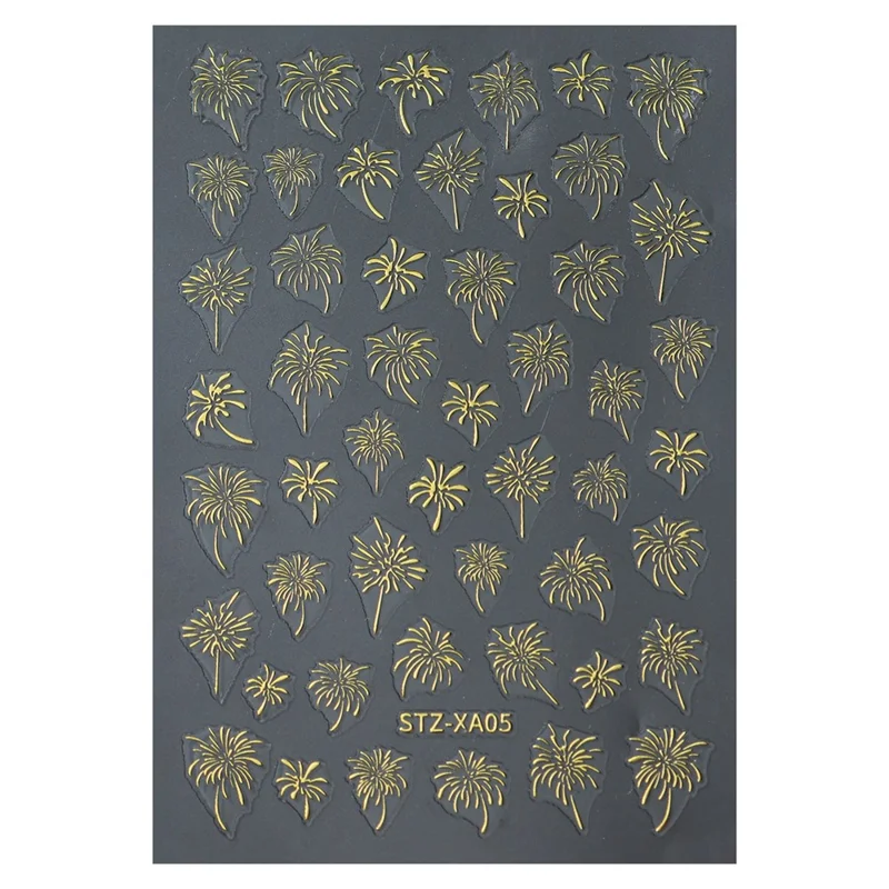 FULL BEAUTY Nail Art Stickers New Year Fireworks Pattern PVC Adhesive Manicure Decals - STZ-XA05 Gold