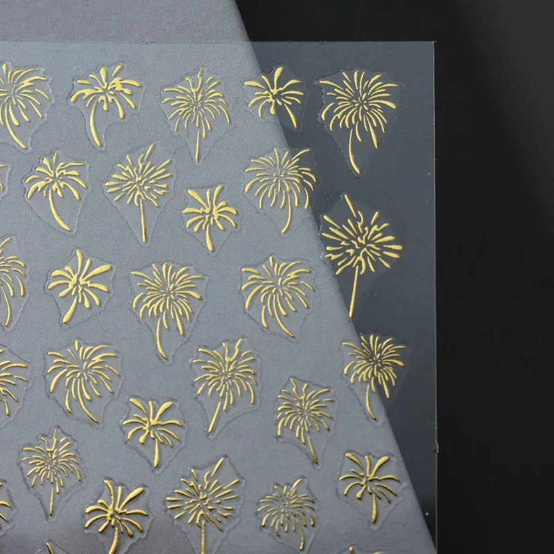 FULL BEAUTY Nail Art Stickers New Year Fireworks Pattern PVC Adhesive Manicure Decals - STZ-XA05 Gold