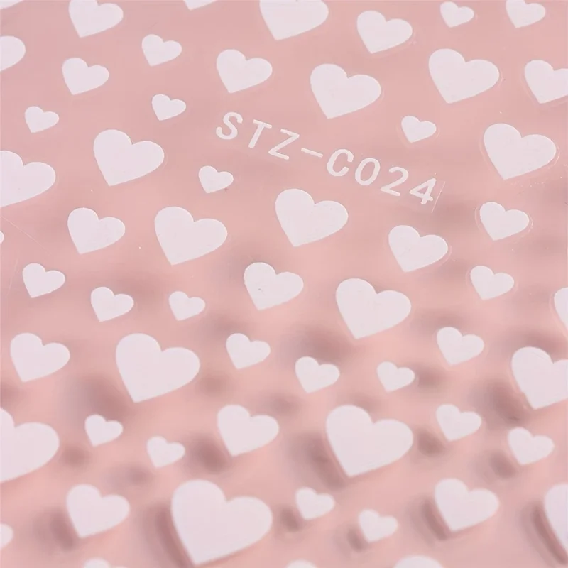 STZ-C024 2 stk./sæt Kærlighed Hjertemønster Negledecal Valentine's Day Neglesticker Manicure Kunst Dekoration - Rød+Hvid