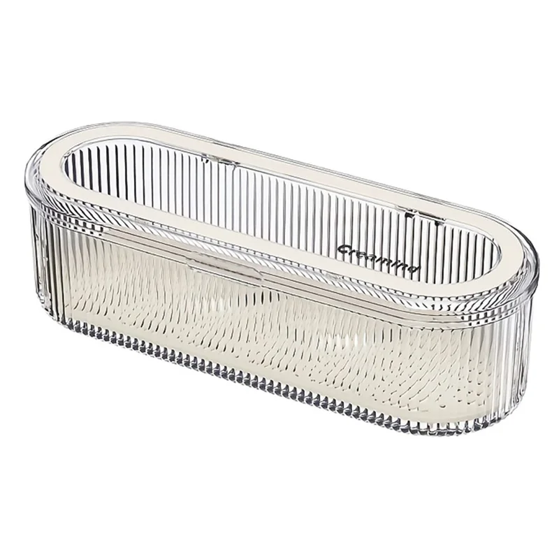 Makeup Brush Organizer Storage Box with Draining Tray  /  Dustproof Cosmetic Tool Holder for Brushes Sponges Eyebrow Pencils