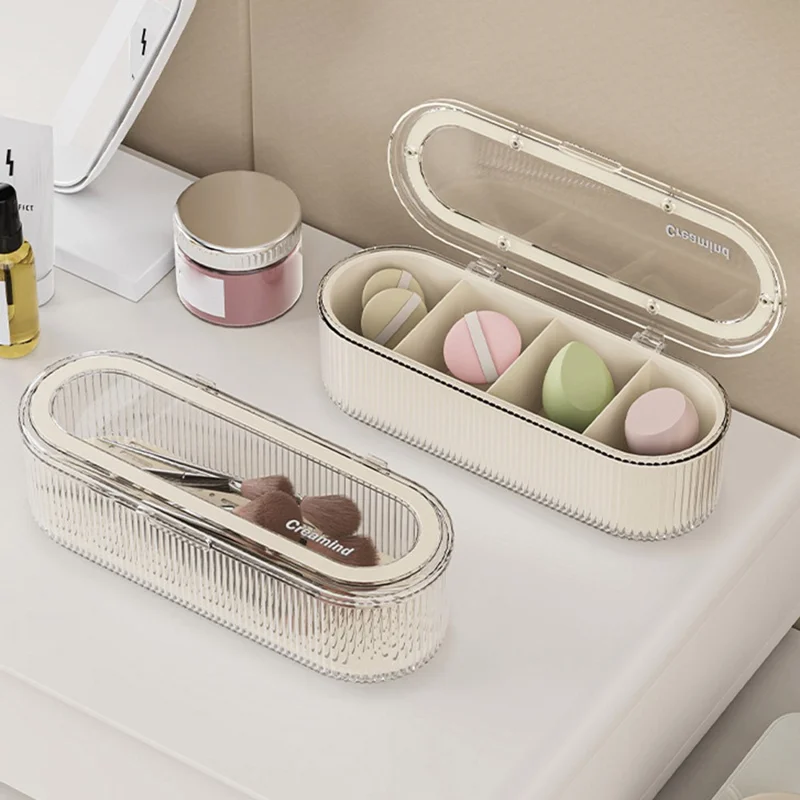 Suporte para Espumas de Maquilhagem com 4 Compartimentos, Suporte para Secagem de Puff de Maquilhagem / Caixa de Armazenamento / Organizador com Escorredor para Beauty Blender