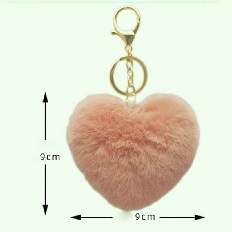 Plush Heart Shaped Hanging Ornament Keychain Car Rearview Mirror Decoration Handbag Charm - White