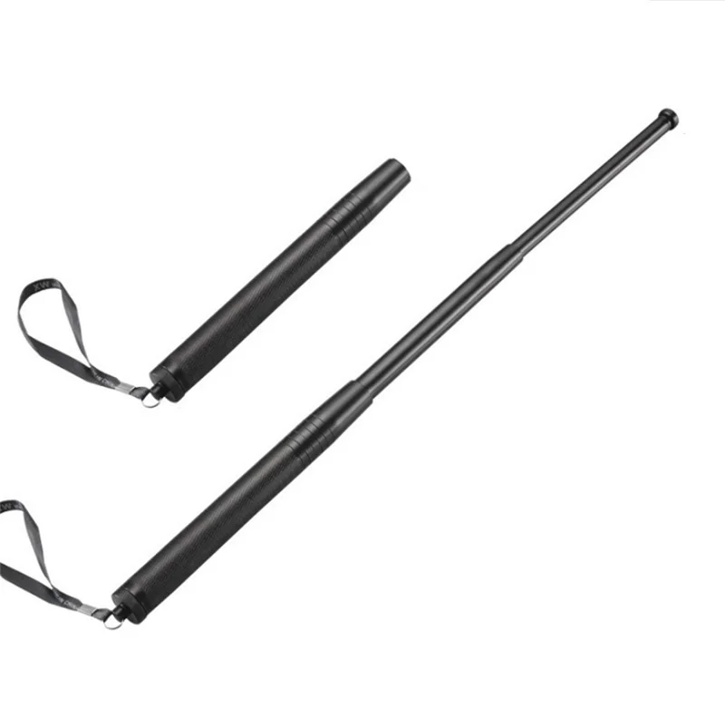 High Hardness Alloy Steel 3 Sections Extendable Tactical Telescopic Baton for Self Defense Security Training - Black