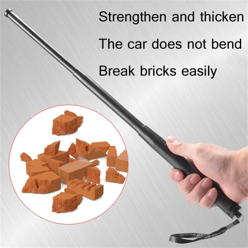 High Hardness Alloy Steel 3 Sections Extendable Tactical Telescopic Baton for Self Defense Security Training - Black