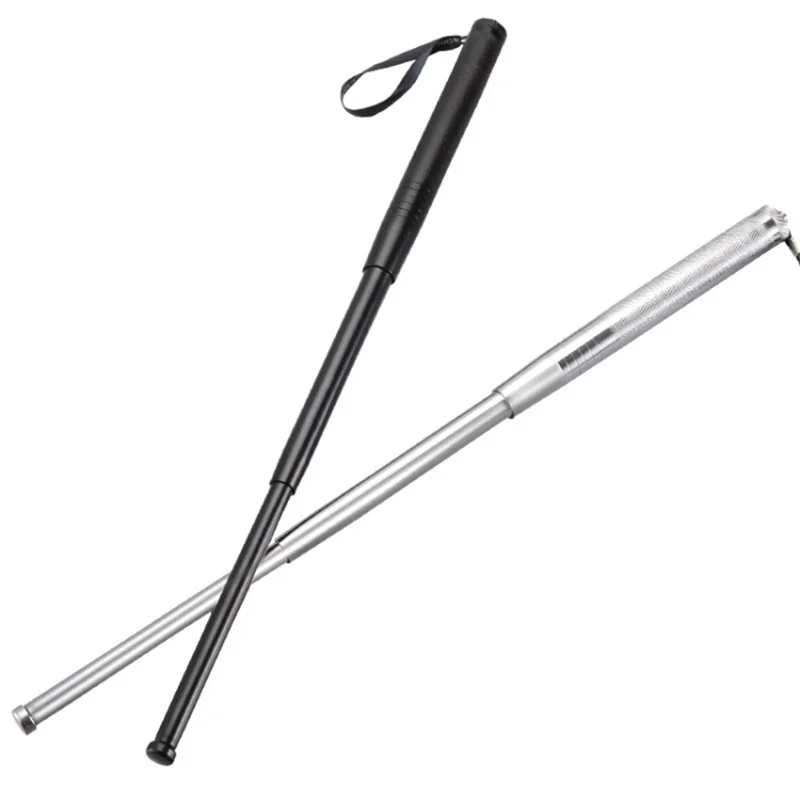 High Hardness Alloy Steel 3 Sections Extendable Tactical Telescopic Baton for Self Defense Security Training - Black