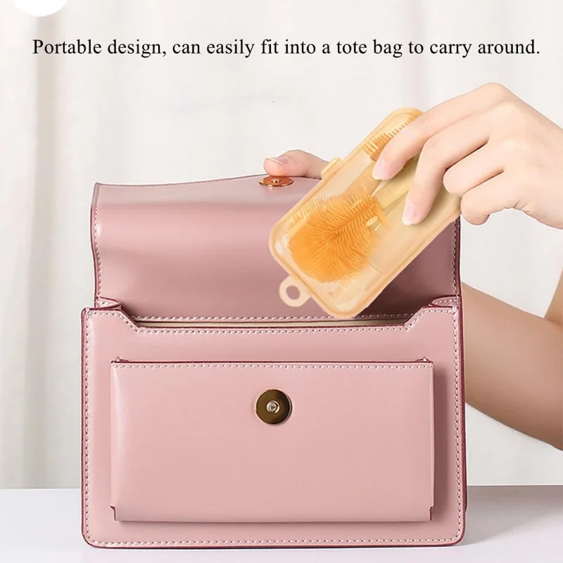 Tragbares Set zur Reinigung von Babyflaschen, Silikon-Flaschenbürste mit Aufbewahrungsbox und Dosierflasche – Weiß