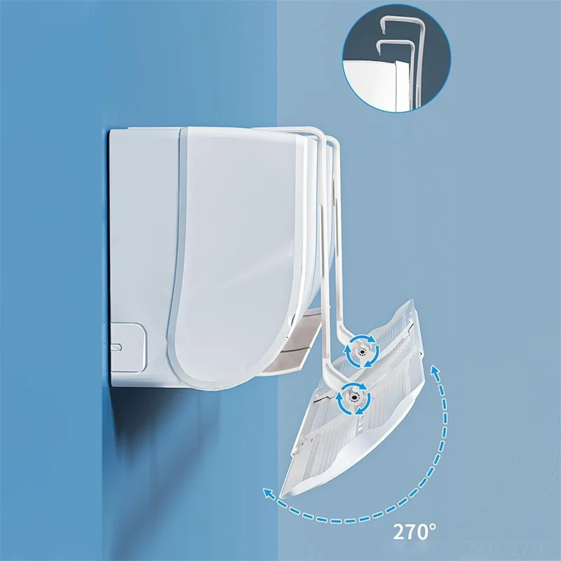 D-Type 3 in 1 Air Conditioner Wind Deflector Anti-Direct-Blow Extendable Shield No-Installation Hard PC for Wall-Mounted AC