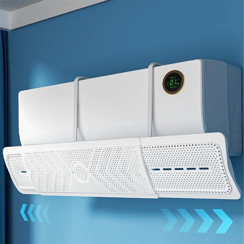 D-Type 3 in 1 Air Conditioner Wind Deflector Anti-Direct-Blow Extendable Shield No-Installation Hard PC for Wall-Mounted AC