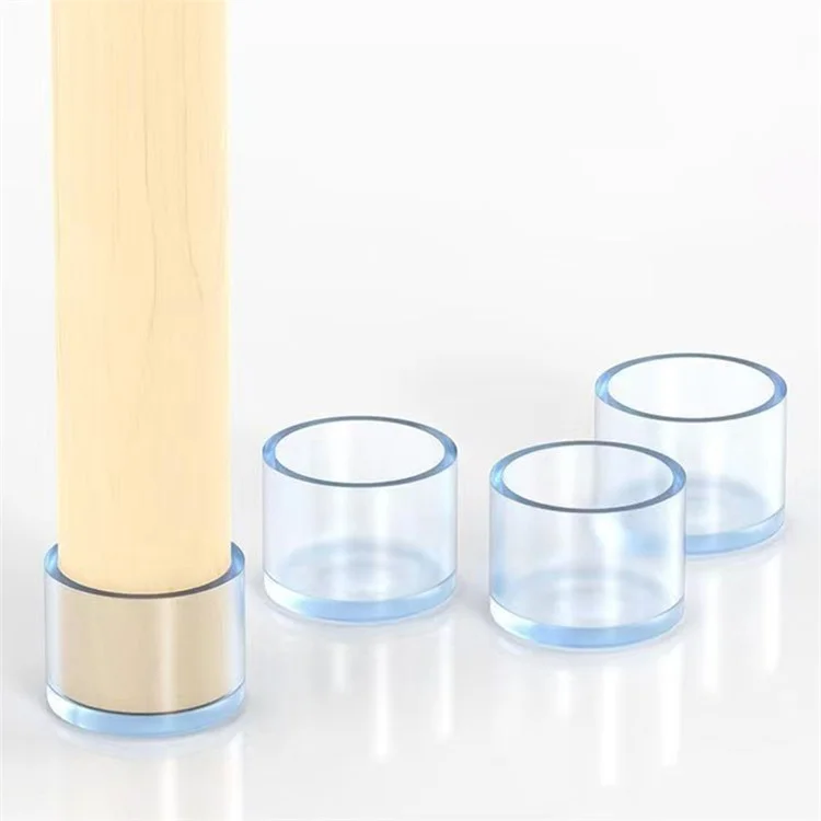 4Pcs  /  Set 19mm Round Dust-proof Transparent Rubber Furniture Foot Sock Cover Table and Chair Leg Feet Pad Caps Floor Protector Pad