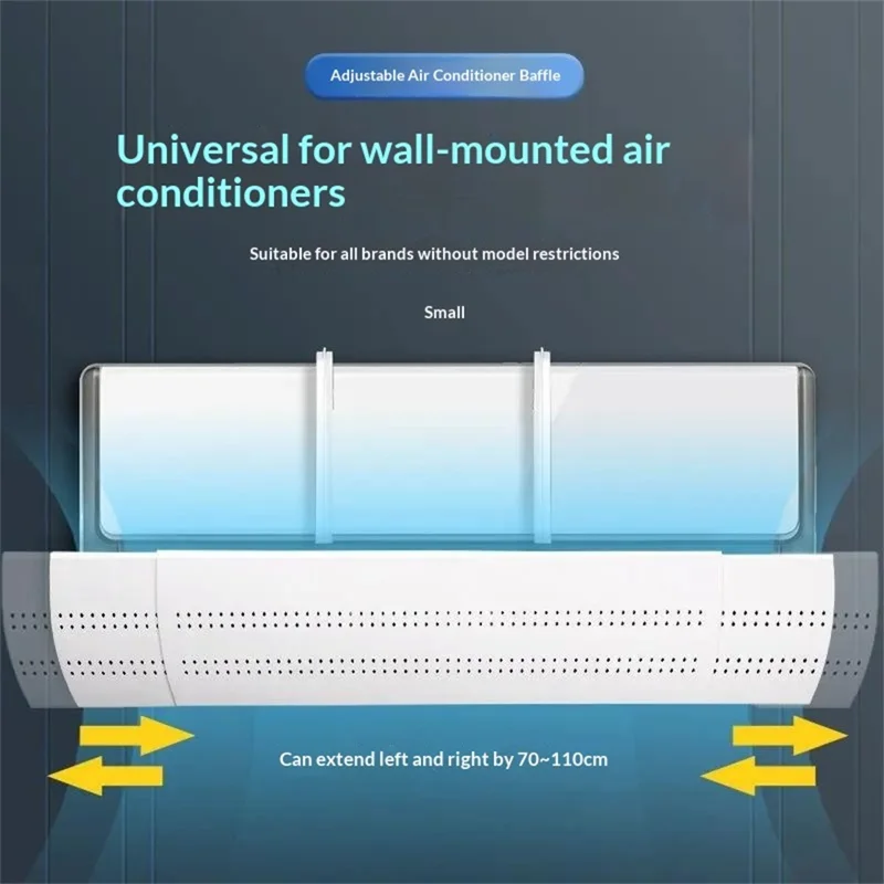 B-Type Air Conditioner Wind Deflector 3-in-1 Wall Mounted AC Vent Shield No Direct Airflow Extendable
