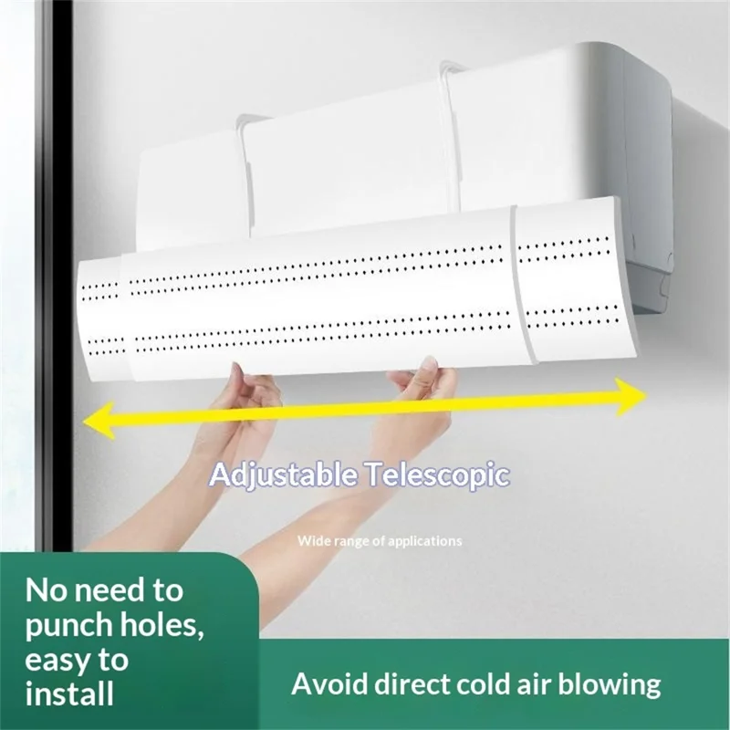 B-Type Air Conditioner Wind Deflector 3-in-1 Wall Mounted AC Vent Shield No Direct Airflow Extendable