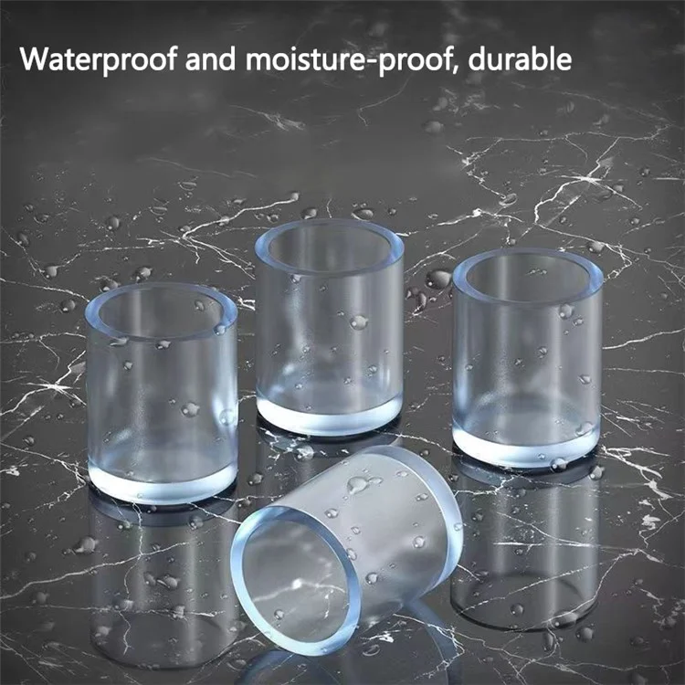 4Pcs / Set 22mm Round Furniture Leg Socks Table and Chair Feet Pad Caps Transparent Floor Protector Rubber Pad