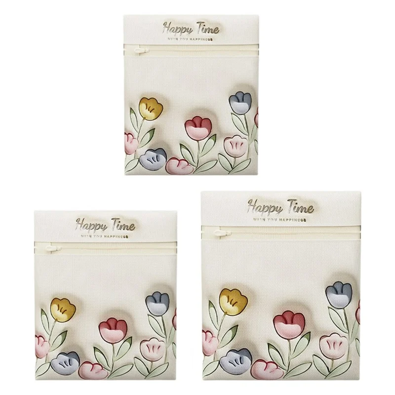 3Pcs Anti-Deformation Laundry Bags High-Density Mesh Protective Bags with Zipper for Coat Sweater Socks