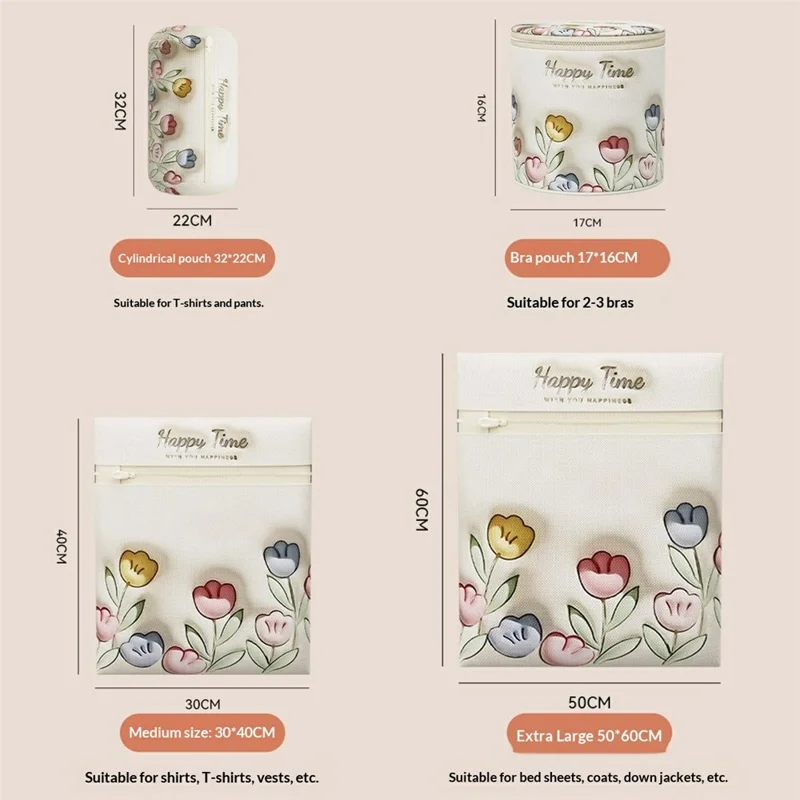 4Pcs Anti-Deformation Laundry Bags High-Density Mesh Protective Bags with Zipper for Shirt Coat Bra Pants