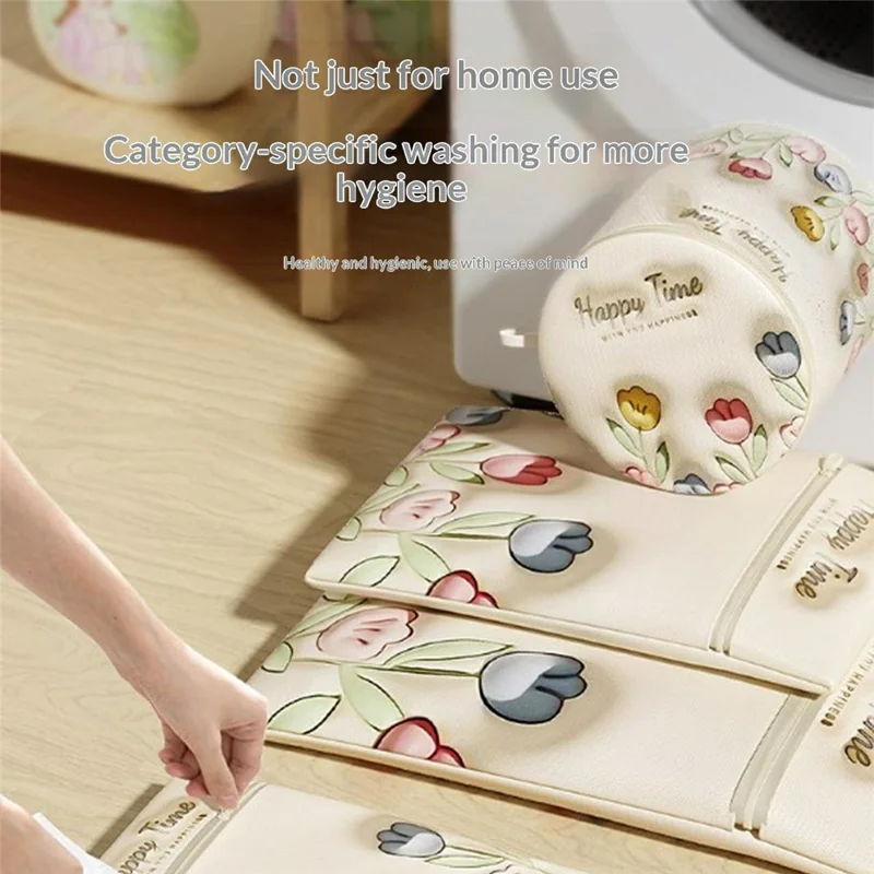 4Pcs Washing Machine Laundry Bags High-Density Mesh Anti-Deformation Bags - Tulip Pattern Coat  /  Sweater  /  Shirt  /  Bra Storage Bag