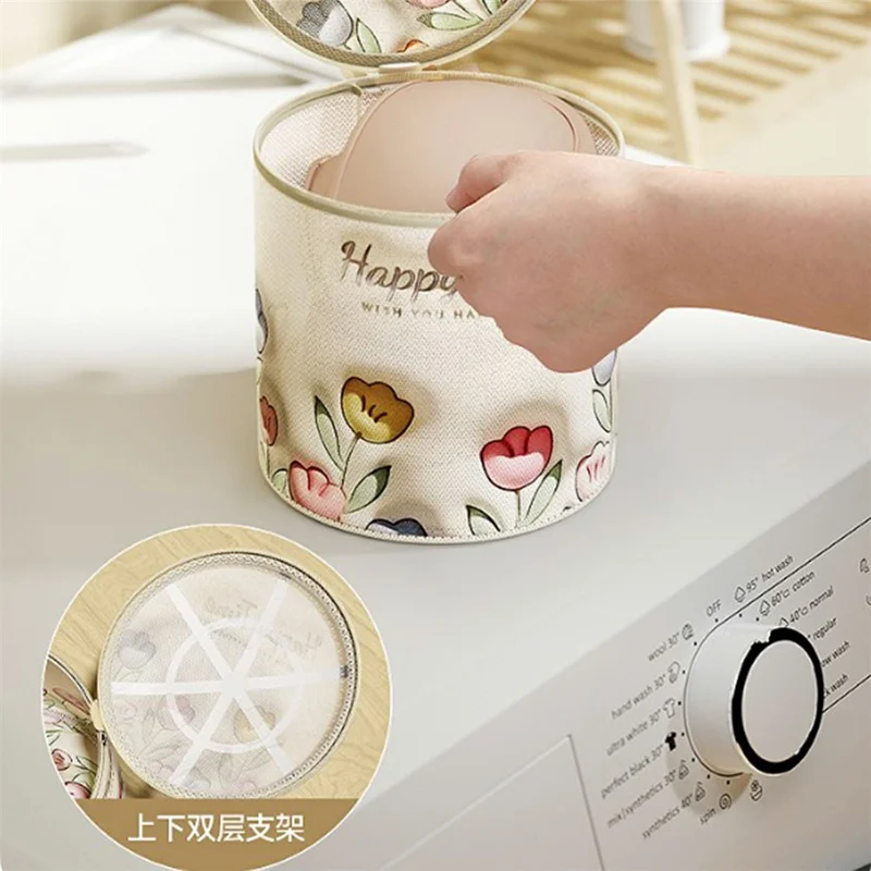 4Pcs Washing Machine Laundry Bags High-Density Mesh Anti-Deformation Bags - Tulip Pattern Coat  /  Sweater  /  Shirt  /  Bra Storage Bag