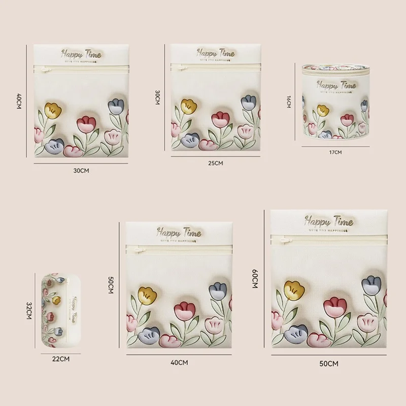 6Pcs Laundry Mesh Bags Set for Coats / Sweaters / Shirts / Socks / Underwear / Pants Washing Machine Bags Anti-Deformation