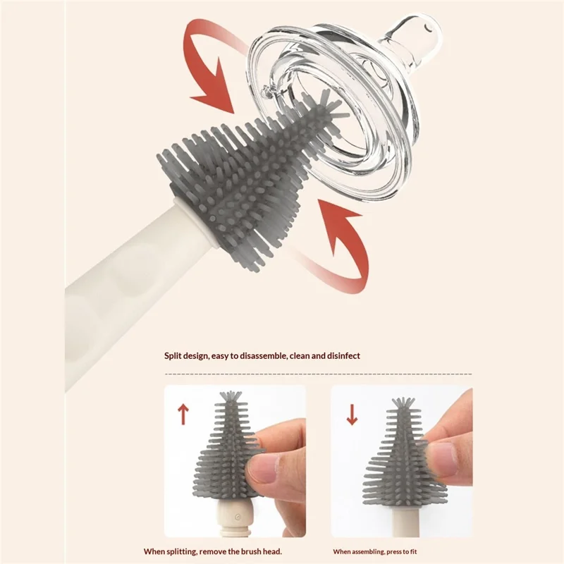 6 stk./sæt TPE babyflaske rengøringsbørste, rejsesæt med tørrehylder til spedbarnsflasker / bryster / kopper