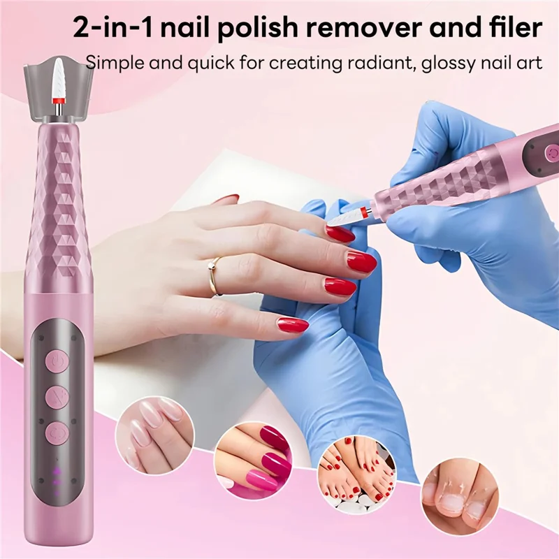 GMC-251 6 Speeds Electric Nail Drill Machine with 6 Drill Bits Nail Polish Remover for Home  /  Professional Use - Pink