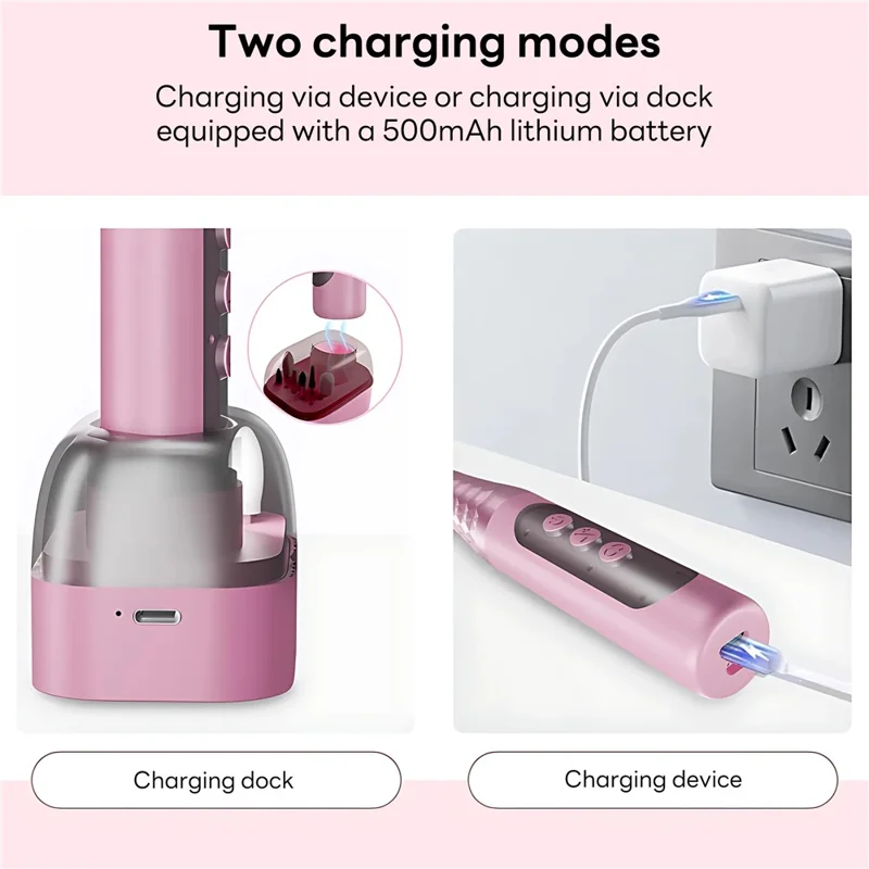 GMC-251 6 Speeds Electric Nail Drill Machine with 6 Drill Bits Nail Polish Remover for Home  /  Professional Use - Pink