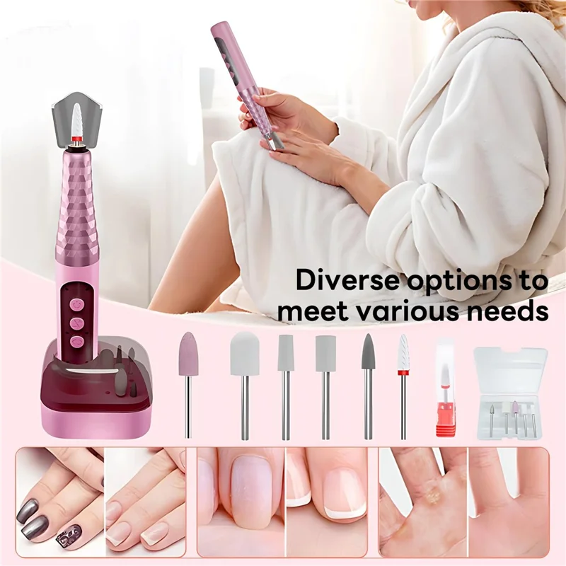 GMC-251 6 Speeds Electric Nail Drill Machine with 6 Drill Bits Nail Polish Remover for Home  /  Professional Use - Pink