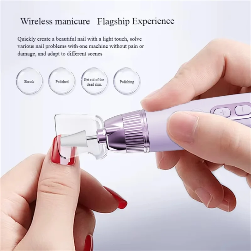 M15 Electric Nail File Pen 10 Speed Settings Nail Drill Machine with LCD Display for Professional / Home Use - Purple