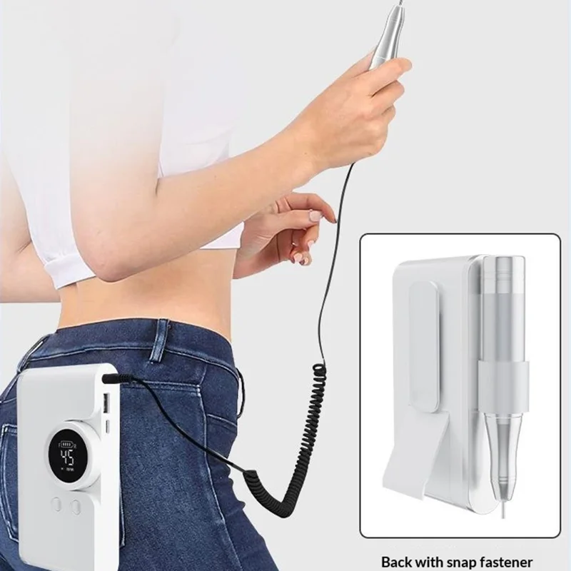 GML-301 Portable Nail Drill with Belt Clip Digital Display Electric Nail File for Gel Polish Removal - White